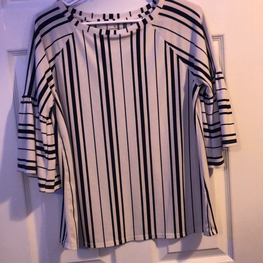 Black and white striped dress top blouse size small